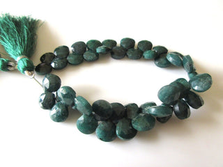 Green Corundum/Emerald Heart Shape Briolette Beads, Emerald Faceted Heart Beads, 9mm to 10mm Emerald Heart Beads, Emerald Stone, GDS1161