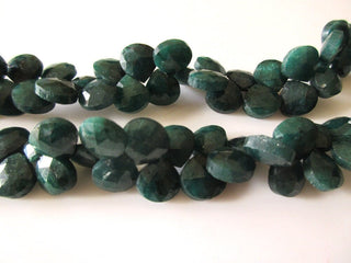 Green Corundum/Emerald Heart Shape Briolette Beads, Emerald Faceted Heart Beads, 9mm to 10mm Emerald Heart Beads, Emerald Stone, GDS1161