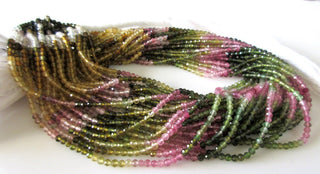 Tourmaline Rondelle Beads, Pink Tourmaline Beads, Green Tourmaline Beads, 2.5mm Faceted Multi Tourmaline Rondelles, 13 Inch Strand, GDS1112