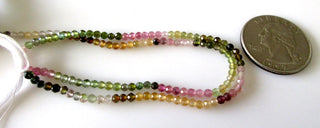 Tourmaline Rondelle Beads, Pink Tourmaline Beads, Green Tourmaline Beads, 2.5mm Faceted Multi Tourmaline Rondelles, 13 Inch Strand, GDS1112