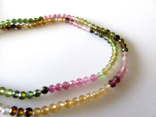 Tourmaline Rondelle Beads, Pink Tourmaline Beads, Green Tourmaline Beads, 2.5mm Faceted Multi Tourmaline Rondelles, 13 Inch Strand, GDS1112