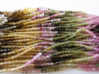 Tourmaline Rondelle Beads, Pink Tourmaline Beads, Green Tourmaline Beads, 2.5mm Faceted Multi Tourmaline Rondelles, 13 Inch Strand, GDS1112