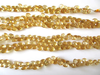 Citrine Faceted Heart Beads, Natural Yellow Citrine Heart Briolettes, 4-6mm/7mm/8mm/9-11mm Citrine Heart Beads, Citrine Beads loose, GDS1169