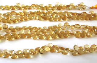 Citrine Faceted Heart Beads, Natural Yellow Citrine Heart Briolettes, 4-6mm/7mm/8mm/9-11mm Citrine Heart Beads, Citrine Beads loose, GDS1169