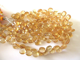 Citrine Faceted Heart Beads, Natural Yellow Citrine Heart Briolettes, 4-6mm/7mm/8mm/9-11mm Citrine Heart Beads, Citrine Beads loose, GDS1169