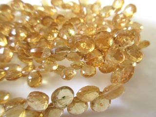 Citrine Faceted Heart Beads, Natural Yellow Citrine Heart Briolettes, 4-6mm/7mm/8mm/9-11mm Citrine Heart Beads, Citrine Beads loose, GDS1169