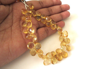 Citrine Faceted Heart Beads, Natural Yellow Citrine Heart Briolettes, 4-6mm/7mm/8mm/9-11mm Citrine Heart Beads, Citrine Beads loose, GDS1169