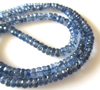 Blue Kyanite Beads, Kyanite Faceted Rondelle Beads, 4mm To 5mm Faceted Kyanite Beads, 19 Inch Strand, Natural Kyanite Loose Beads, GDS1171