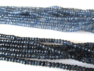 Blue Kyanite Beads, Kyanite Faceted Rondelle Beads, 4mm To 5mm Faceted Kyanite Beads, 19 Inch Strand, Natural Kyanite Loose Beads, GDS1171