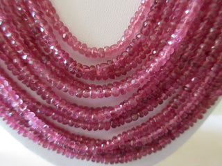 12 Strands Pink Tourmaline Layered Necklace, 2mm To 3mm Natural Ruby Color Pink Tourmaline Faceted Rondelle Multi Strand Necklace, GDS1172