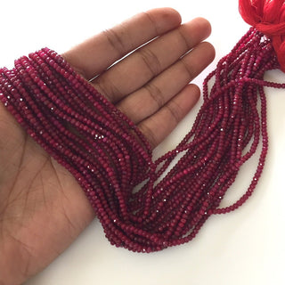 Tiny All 3mm Ruby Rondelle Beads, Faceted Ruby Rondelles, Natural Ruby Beads Loose,  13 Inch Strand, GDS1115