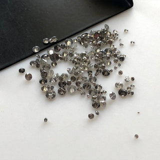 10 Pieces Tiny 1mm To 2mm/2mm To 3mm Round Brilliant Cut Salt And Pepper Diamond Loose, Natural Grey Black Faceted Diamonds, DDS581/1