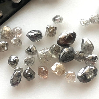 10 Pieces Clear Black White Champagne Brown Rough Raw Uncut Salt And Pepper Diamonds, 2mm To 3mm/1mm To 2mm Smooth Diamonds Loose, DDS582