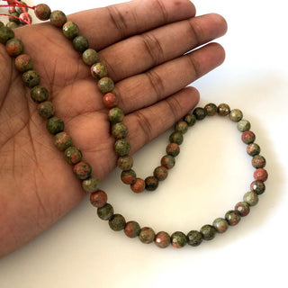 6.5mm Faceted Unakite Round Beads, Unakite Round Beads, Jasper Jewelry, 6mm Beads, 15 Inch Strand, GDS1190