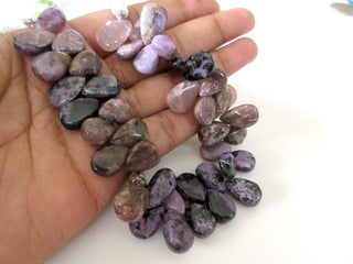 Charoite Pear Beads, Charoite Smooth Pear Shaped Briolette Beads, Natural Charoite Gemstone Beads, 10/12/15mm Chroite Beads, GDS1113