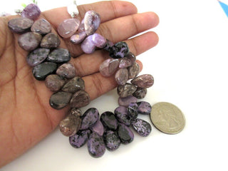 Charoite Pear Beads, Charoite Smooth Pear Shaped Briolette Beads, Natural Charoite Gemstone Beads, 10/12/15mm Chroite Beads, GDS1113