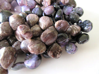 Charoite Heart Beads, Charoite Smooth Heart Shaped Briolette Beads, Natural Charoite Gemstone Beads, 10-11mm/9mm Chroite Beads, GDS1116