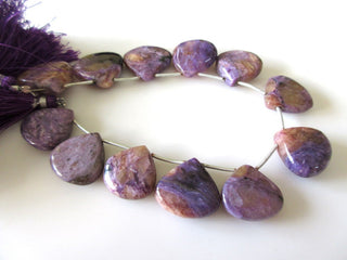 Charoite Heart Briolette Beads, Charoite Smooth Heart Shaped Huge Beads, Natural Charoite Gemstone Beads, 18-19mm/14-15mm Beads, GDS1117