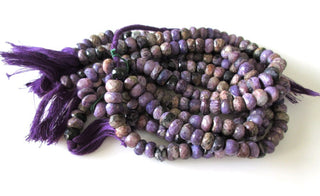 Charoite Faceted Rondelle Beads, 9mm To 10mm Charoite Beads, Natural Charoite Gemstone Beads, Sold As 5 Inch/10 Inch Strand, GDS1119