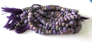 Charoite Faceted Rondelle Beads, 9mm To 10mm Charoite Beads, Natural Charoite Gemstone Beads, Sold As 5 Inch/10 Inch Strand, GDS1119