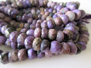 Charoite Faceted Rondelle Beads, 9mm To 10mm Charoite Beads, Natural Charoite Gemstone Beads, Sold As 5 Inch/10 Inch Strand, GDS1119