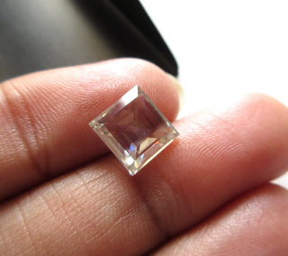 OOAK 1.50 CTW/7.9MM Clear White Loose Moissanite Rose Cut For Ring, Faceted Square Shape Flat Back Moissanite Loose Cabochon, MM87