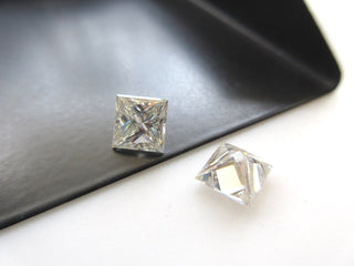 1.50 CTW/0.75 Ctw 5.3 MM Princess Cut Moissanite Diamond, Sold As 1pc/2pc GH/VS2 Colorless Moissanite Matched Pair For Earrings/Ring MM140/7