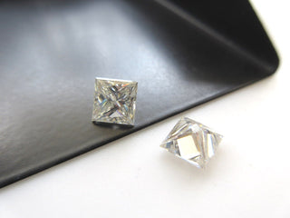 1.35 CTW/0.72 Ctw 5.3 MM Princess Cut Moissanite Diamond, Sold As 1pc/2pc GH/VS2 Colorless Moissanite Matched Pair For Earrings/Ring MM140/6