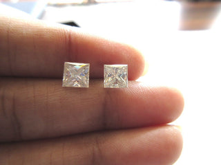 1.89 CTW/0.94 Ctw 5.8 MM Princess Cut Moissanite Diamond, Sold As 1pc/2pc GH/VS2 Colorless Moissanite Matched Pair For Earrings/Ring MM140/5