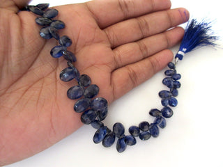 Glass Filled Ruby Sapphire Pear Shaped Briolette Beads, Faceted Ruby Sapphire Briolette Beads, 8-12mm/6-10mm, GDS1143