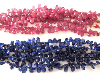 Glass Filled Ruby Sapphire Pear Shaped Briolette Beads, Faceted Ruby Sapphire Briolette Beads, 8-12mm/6-10mm, GDS1143