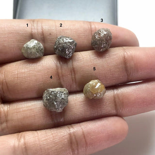 OOAK Round Smooth Grey Brown Yellow Raw Rough Diamond Loose, Natural Loose High Lustre Rough Uncut Diamonds, DDS556/1-5