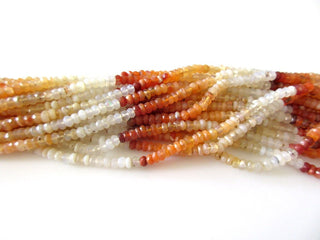 Mexican Fire Opal Beads, 2.5mm/4mm Mexican Fire Opal Faceted Rondelle Beads, Fire Opal Stone Jewelry, 13 Inch Strand, GDS1147