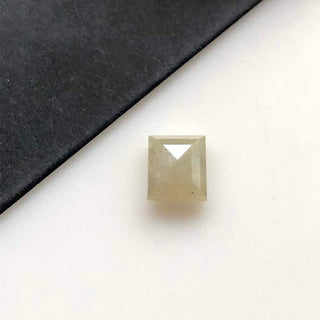OOAK 0.90CTW/5.9mm Natural White Rectangle Shaped Rose Cut Diamond Loose Cabochon, Faceted Diamond Rose Cut Loose For Ring, DDS545/5