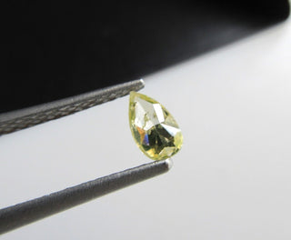 0.35CTW/6mm Pear Shaped Clear Yellow Brown Rose Cut Diamond Loose, Natural Yellow Full Cut Both Side Faceted Loose Diamond Ring, DDS563/4