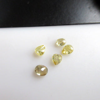 Set of 5 Pieces 4mm To 4.5mm Clear Yellow Rose Cut Diamond Loose, Natural Yellow Full Cut Both Side Faceted Diamond For Ring, DDS563/9