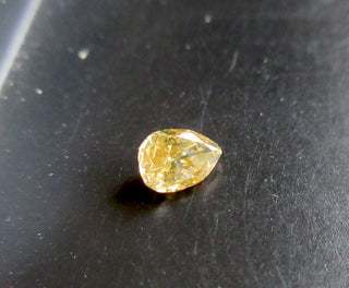 0.55CTW/5.9mm Pear Shaped Clear Yellow Rose Cut Diamond Loose, Natural Yellow Full Cut Both Side Faceted Loose Diamond For Ring, DDS563/12