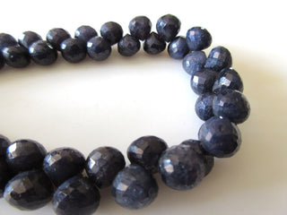 Blue Corundum Color Sapphire Onion Shaped Briolette Beads, Sapphire Briolette Beads, 7-9mm/9-11mm Beads, GDS1150
