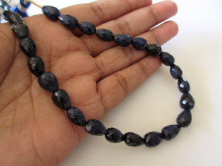 Blue Corundum Sapphire Straight Drilled Teardrop Faceted Beads, Sapphire Faceted Beads, 8mm To 11mm/10" Beads, GDS1152