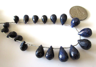 Blue Corundum Sapphire Teardrop Briolette Beads, Sapphire Faceted Teardrop Briolettes, 8-14mm & 9-16mm Beads, GDS1153