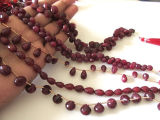 Red Corundum/Ruby Straight Drilled Teardrop Briolette Beads, Ruby Faceted Teardrop Beads, 8mm To 15mm, Ruby Beads 12", GDS1157