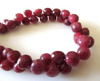 Red Corundum/Ruby Onion Shaped Briolette Beads, Ruby Briolette Beads, Ruby Faceted Briolette Beads, 6-8mm/8-11mm Beads, GDS1154
