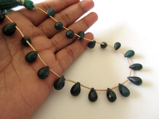 Green Corundum/Emerald Tear Drop Briolette Beads, Emerald Faceted Drop Beads, 10mm to 12mm Emerald Tear Drop Beads, Emerald Stone, GDS1160