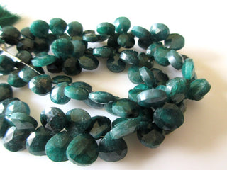 Green Corundum/Emerald Heart Shape Briolette Beads, Emerald Faceted Heart Beads, 9mm to 10mm Emerald Heart Beads, Emerald Stone, GDS1161