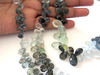 Moss Aquamarine Pear Shaped Briolette Beads, Moss Aquamarine Faceted Beads, 7mm/8mm/9-14mm Natural Moss Aquamarine Briolettes, GDS1167