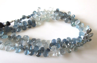 Moss Aquamarine Pear Shaped Briolettes, Moss Aquamarine Faceted Beads, 7mm/9mm/10mm Natural Moss Aquamarine Briolettes, GDS1166