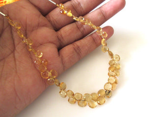 Citrine Faceted Heart Beads, Natural Yellow Citrine Heart Briolettes, 4-6mm/7mm/8mm/9-11mm Citrine Heart Beads, Citrine Beads loose, GDS1169