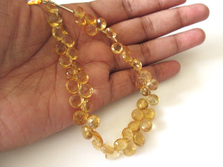 Citrine Faceted Heart Beads, Natural Yellow Citrine Heart Briolettes, 4-6mm/7mm/8mm/9-11mm Citrine Heart Beads, Citrine Beads loose, GDS1169