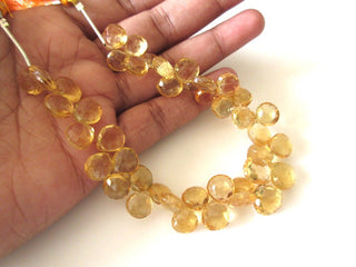 Citrine Faceted Heart Beads, Natural Yellow Citrine Heart Briolettes, 4-6mm/7mm/8mm/9-11mm Citrine Heart Beads, Citrine Beads loose, GDS1169