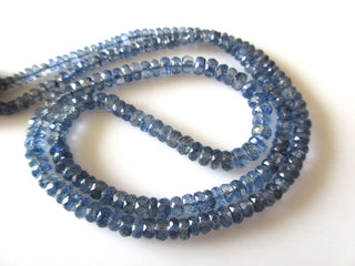 Blue Kyanite Beads, Kyanite Faceted Rondelle Beads, 4mm To 5mm Faceted Kyanite Beads, 19 Inch Strand, Natural Kyanite Loose Beads, GDS1171